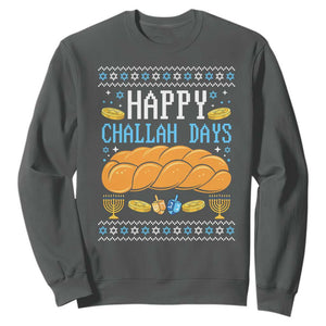 Happy Challah Days Sweatshirt Ugly Hanukkah Food Lover Gift TS12 Dark Heather Print Your Wear
