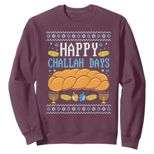Happy Challah Days Sweatshirt Ugly Hanukkah Food Lover Gift TS12 Maroon Print Your Wear