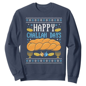 Happy Challah Days Sweatshirt Ugly Hanukkah Food Lover Gift TS12 Navy Print Your Wear