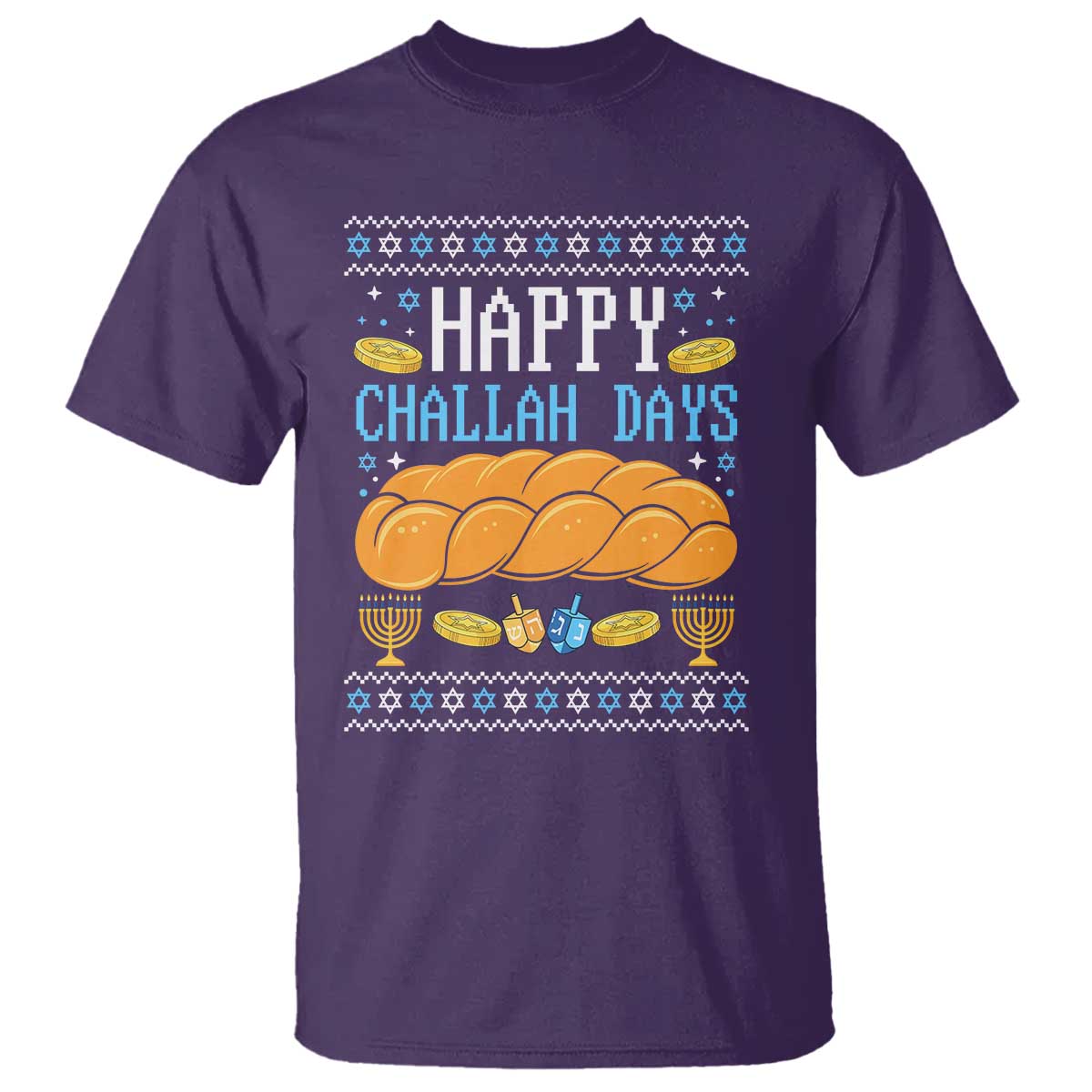 Happy Challah Days T Shirt Ugly Hanukkah Food Lover Gift TS12 Purple Print Your Wear
