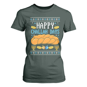 Happy Challah Days T Shirt For Women Ugly Hanukkah Food Lover Gift TS12 Dark Forest Green Print Your Wear