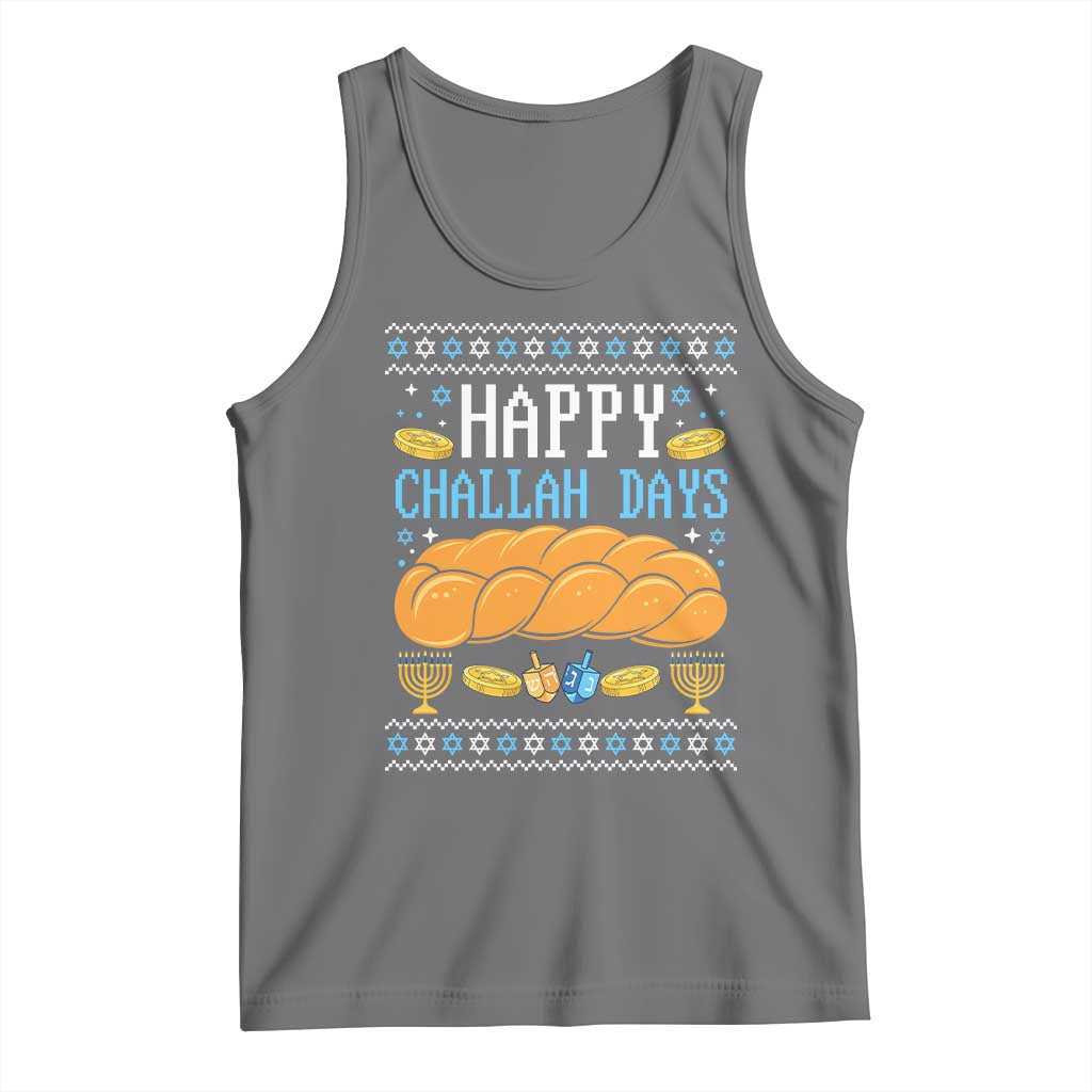 Happy Challah Days Tank Top Ugly Hanukkah Food Lover Gift TS12 Black Heather Print Your Wear