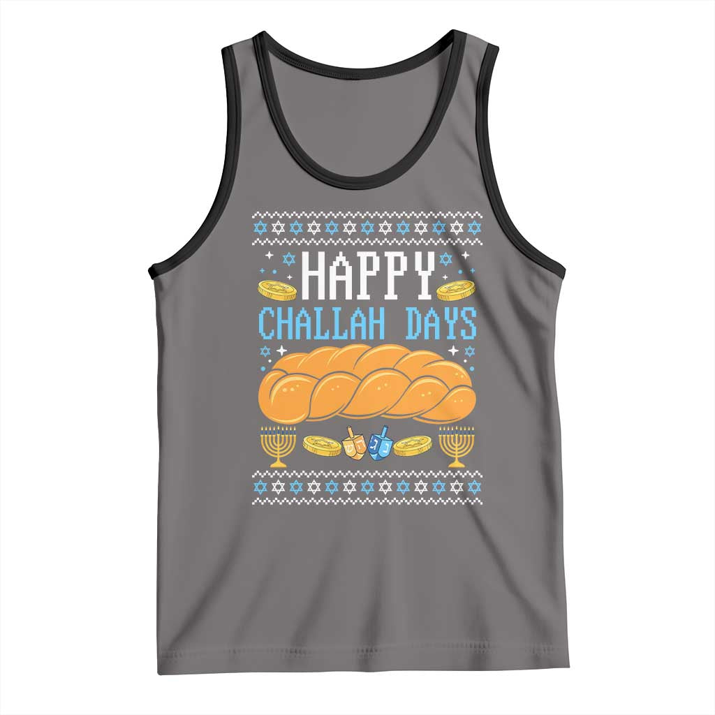 Happy Challah Days Tank Top Ugly Hanukkah Food Lover Gift TS12 Deep Heather Black Print Your Wear