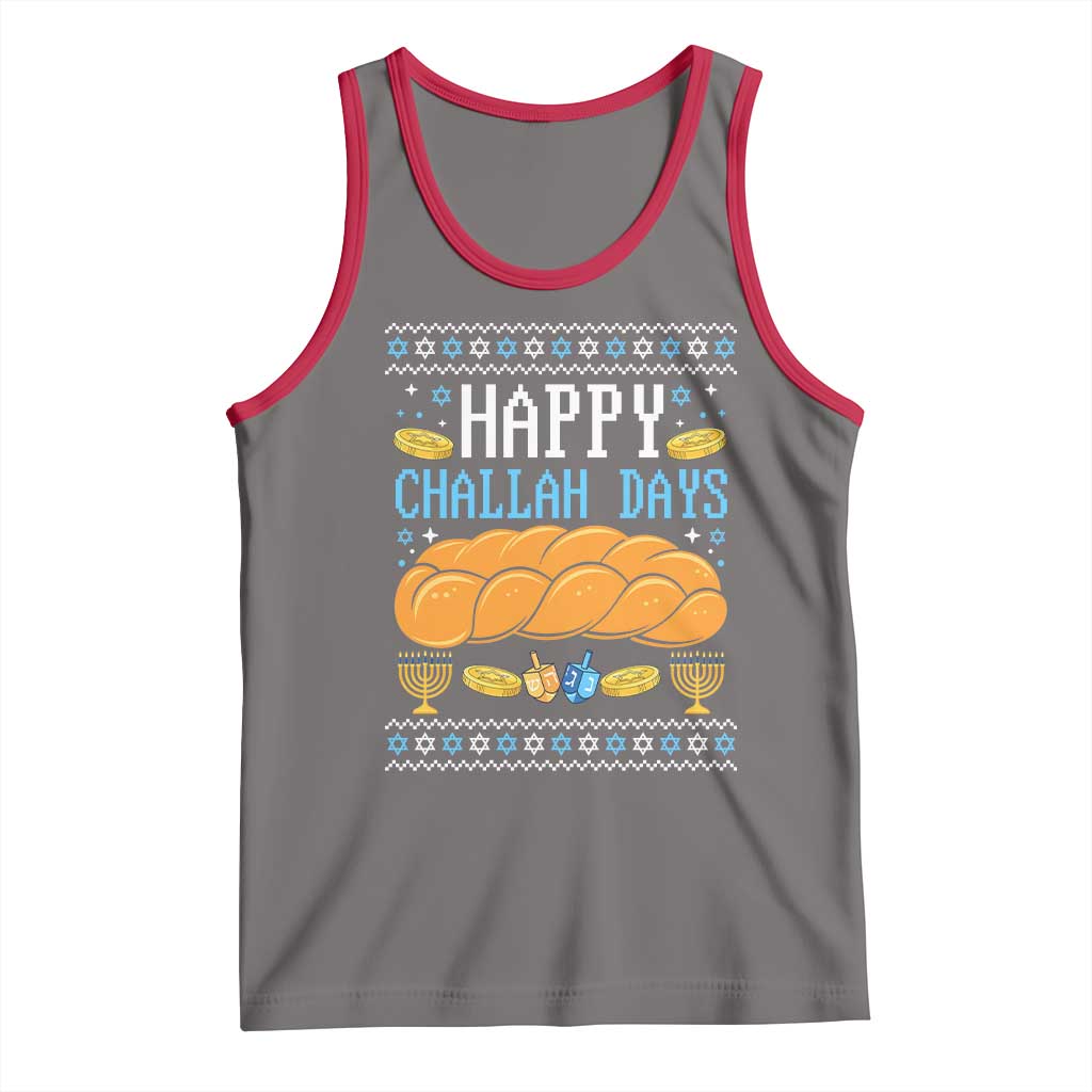 Happy Challah Days Tank Top Ugly Hanukkah Food Lover Gift TS12 Deep Heather Red Print Your Wear