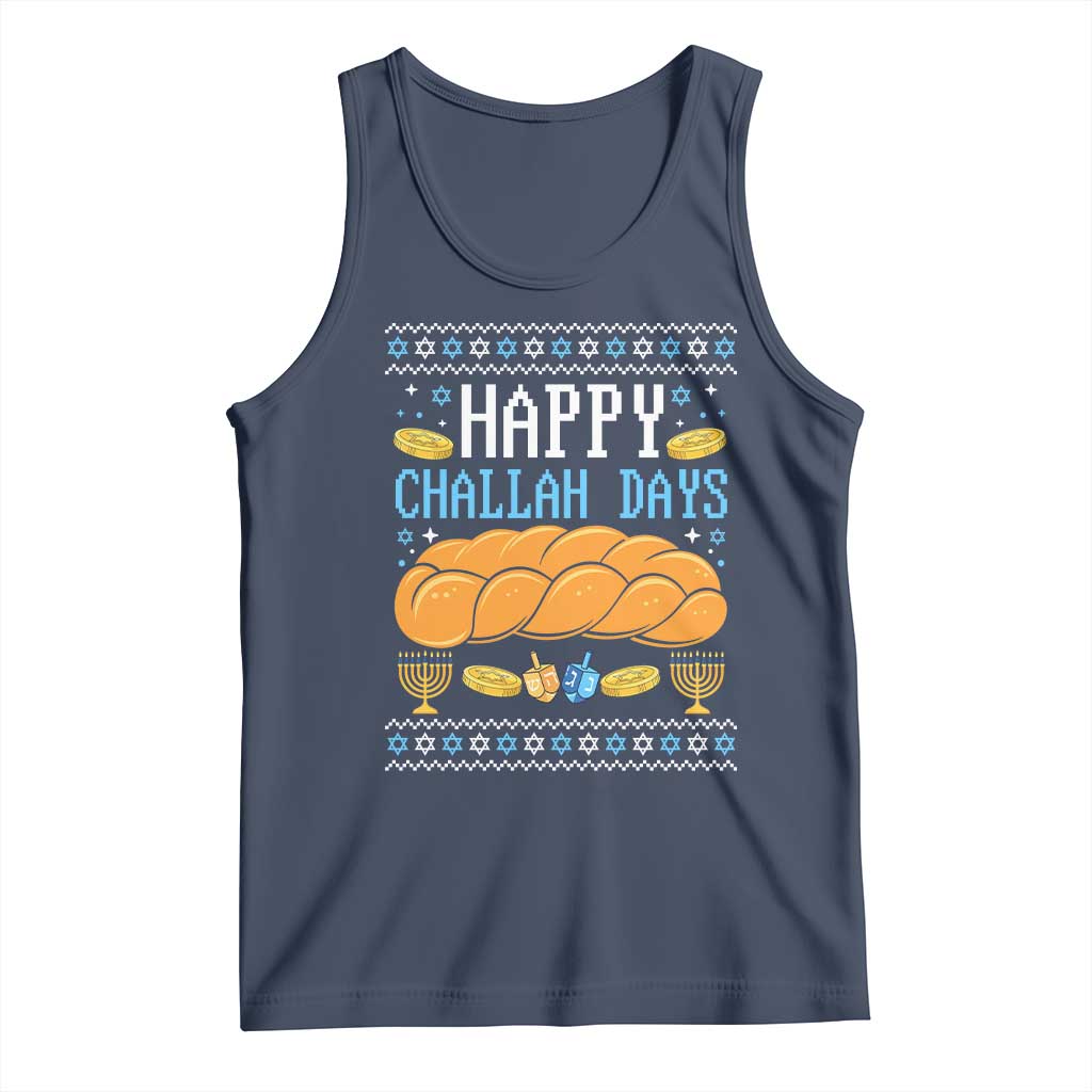 Happy Challah Days Tank Top Ugly Hanukkah Food Lover Gift TS12 Navy Print Your Wear