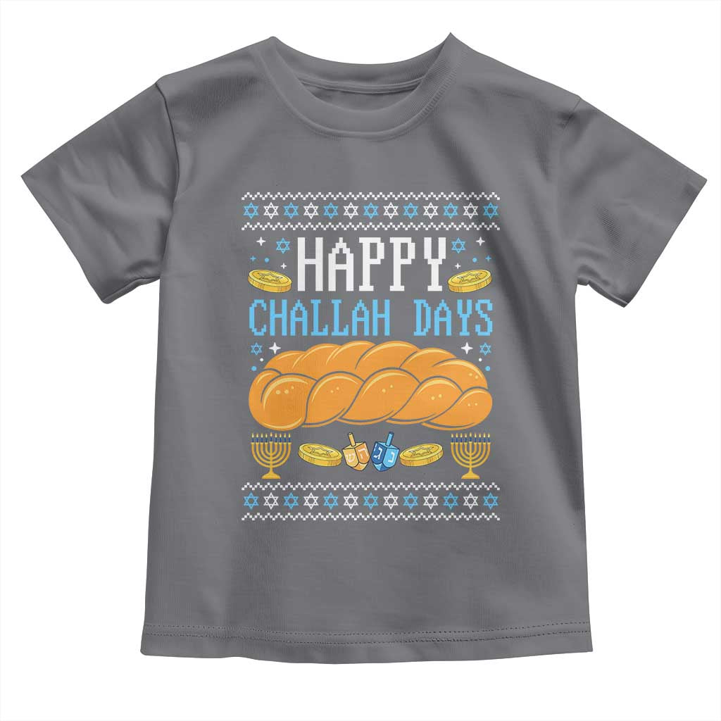 Happy Challah Days Toddler T Shirt Ugly Hanukkah Food Lover Gift TS12 Charcoal Print Your Wear