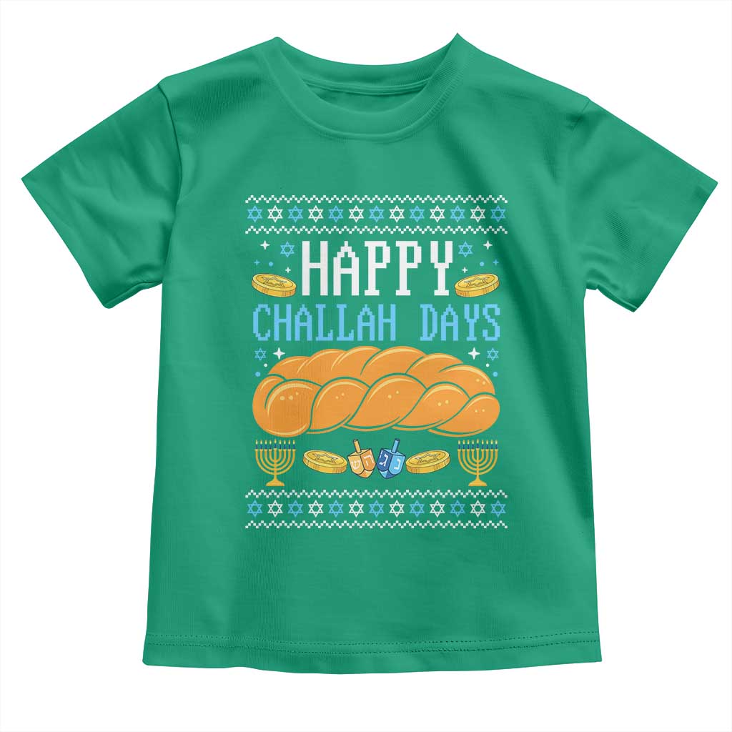Happy Challah Days Toddler T Shirt Ugly Hanukkah Food Lover Gift TS12 Irish Green Print Your Wear