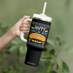 Happy Challah Days Tumbler With Handle Ugly Hanukkah Food Lover Gift TS12 Print Your Wear