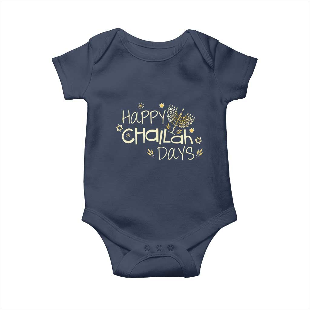 Funny Hanukkah Festival Of Lights Baby Onesie Happy Challah Days TS12 Navy Print Your Wear