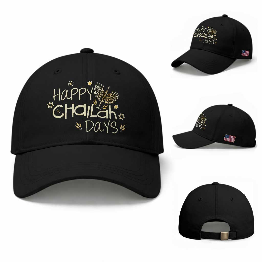 Funny Hanukkah Festival Of Lights Baseball Cap Happy Challah Days TS12 Baseball Cap Universal Fit Black Print Your Wear