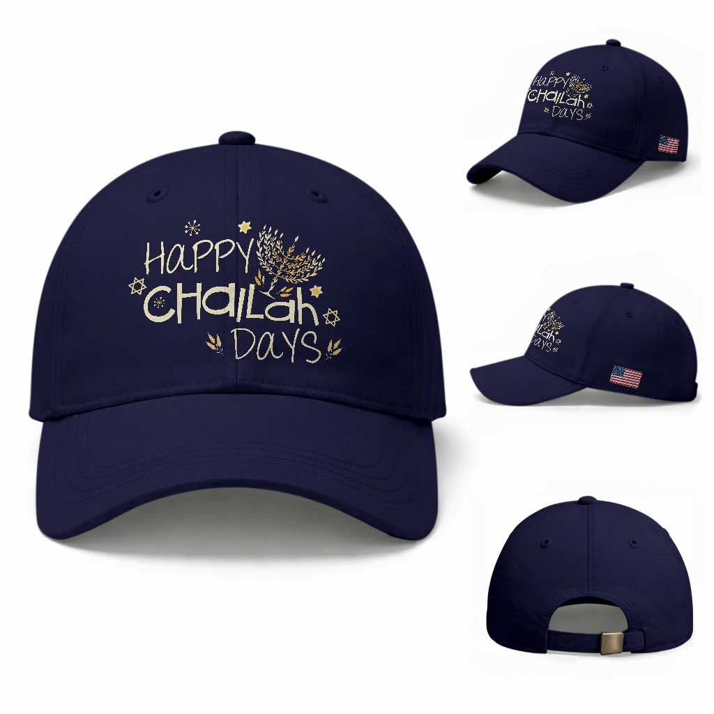 Funny Hanukkah Festival Of Lights Baseball Cap Happy Challah Days TS12 Baseball Cap Universal Fit Dark Blue Print Your Wear