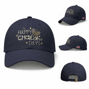 Funny Hanukkah Festival Of Lights Baseball Cap Happy Challah Days TS12 Baseball Cap Universal Fit Navy Print Your Wear