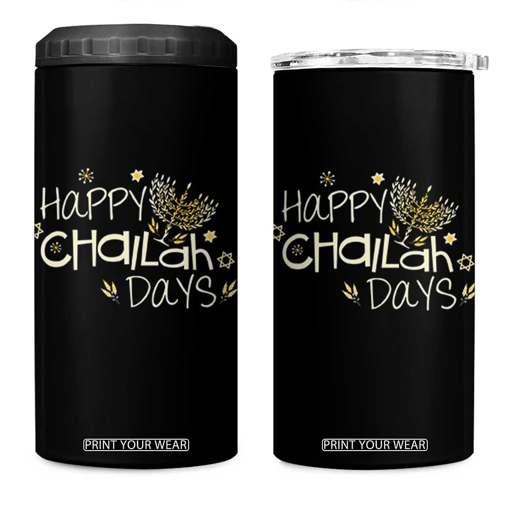 Funny Hanukkah Festival Of Lights 4 in 1 Can Cooler Tumbler Happy Challah Days TS12 One Size: 16 oz Black Print Your Wear