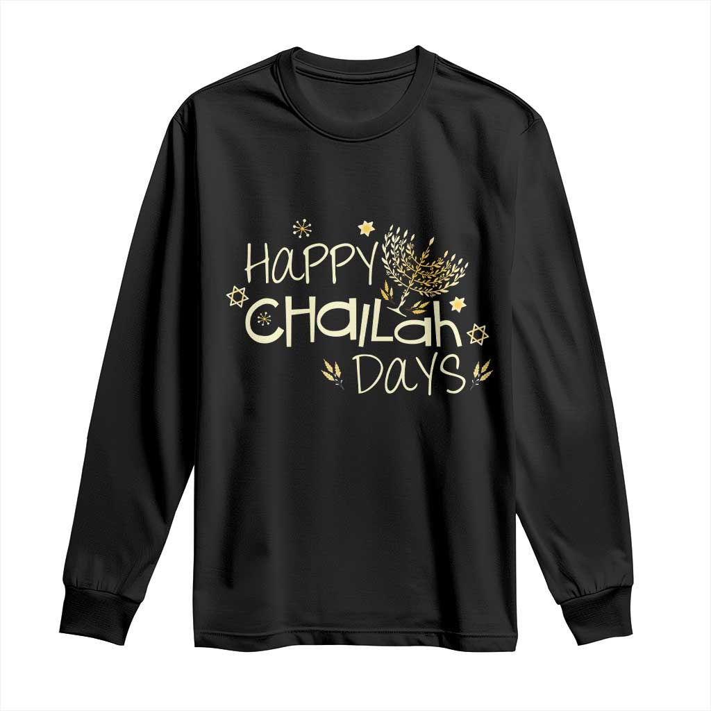 Funny Hanukkah Festival Of Lights Long Sleeve Shirt Happy Challah Days TS12 Black Print Your Wear