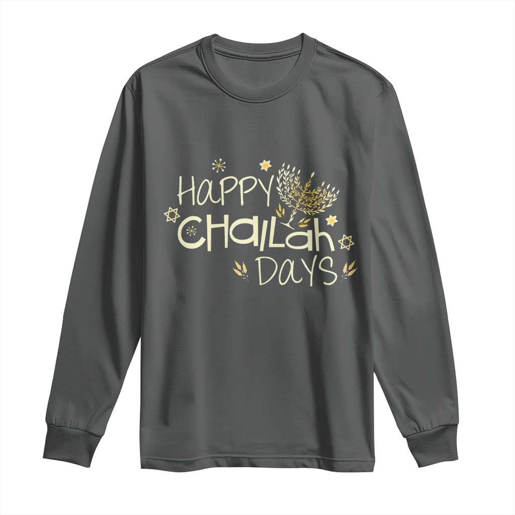 Funny Hanukkah Festival Of Lights Long Sleeve Shirt Happy Challah Days TS12 Dark Heather Print Your Wear
