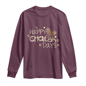 Funny Hanukkah Festival Of Lights Long Sleeve Shirt Happy Challah Days TS12 Maroon Print Your Wear