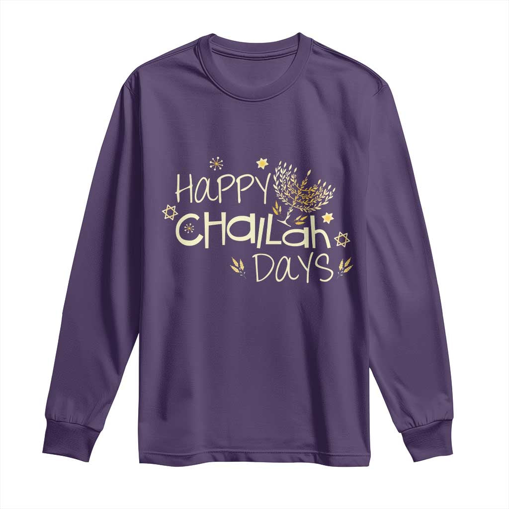 Funny Hanukkah Festival Of Lights Long Sleeve Shirt Happy Challah Days TS12 Purple Print Your Wear