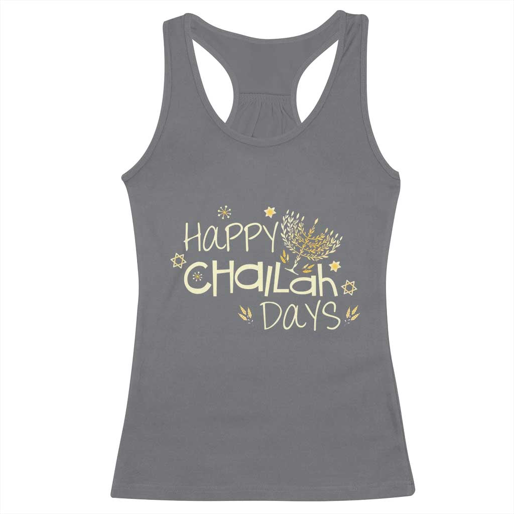 Funny Hanukkah Festival Of Lights Racerback Tank Top Happy Challah Days TS12 Charcoal Print Your Wear