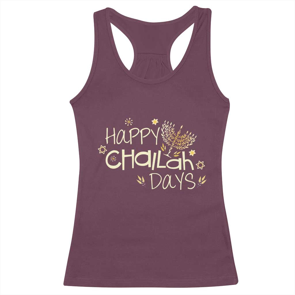 Funny Hanukkah Festival Of Lights Racerback Tank Top Happy Challah Days TS12 Maroon Print Your Wear