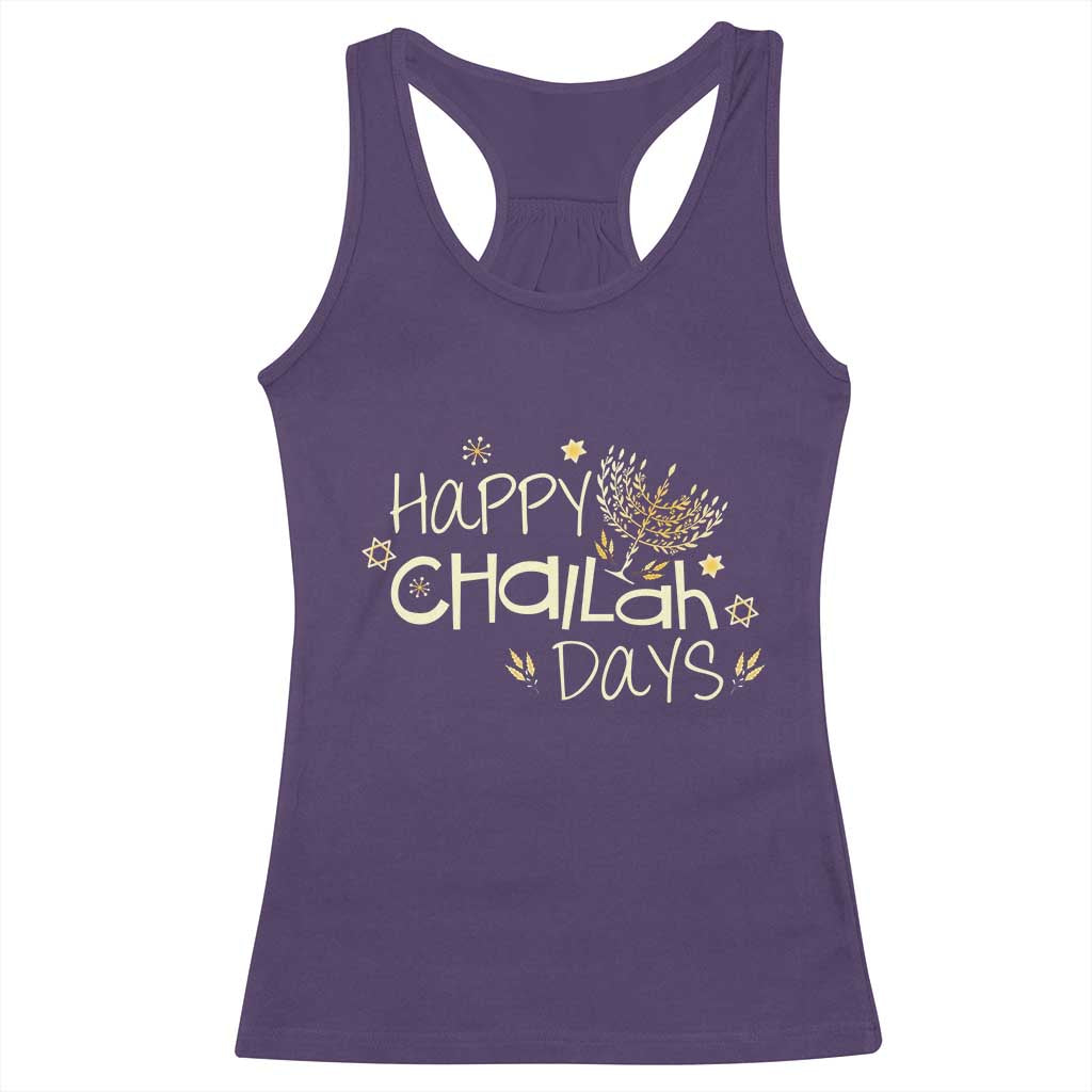 Funny Hanukkah Festival Of Lights Racerback Tank Top Happy Challah Days TS12 Purple Print Your Wear