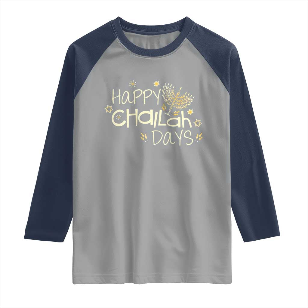 Funny Hanukkah Festival Of Lights Raglan Shirt Happy Challah Days TS12 Sport Gray Navy Print Your Wear