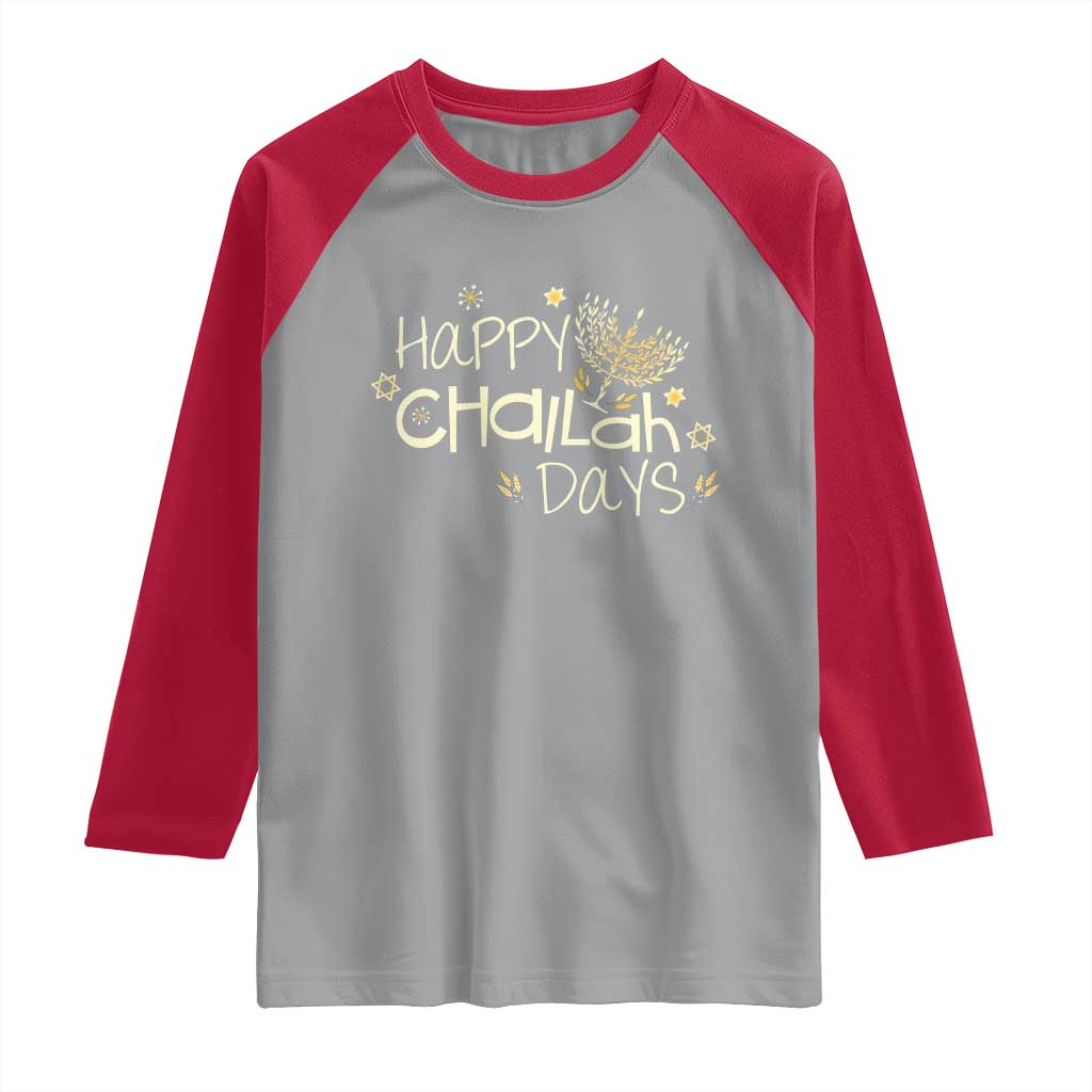 Funny Hanukkah Festival Of Lights Raglan Shirt Happy Challah Days TS12 Sport Gray Red Print Your Wear