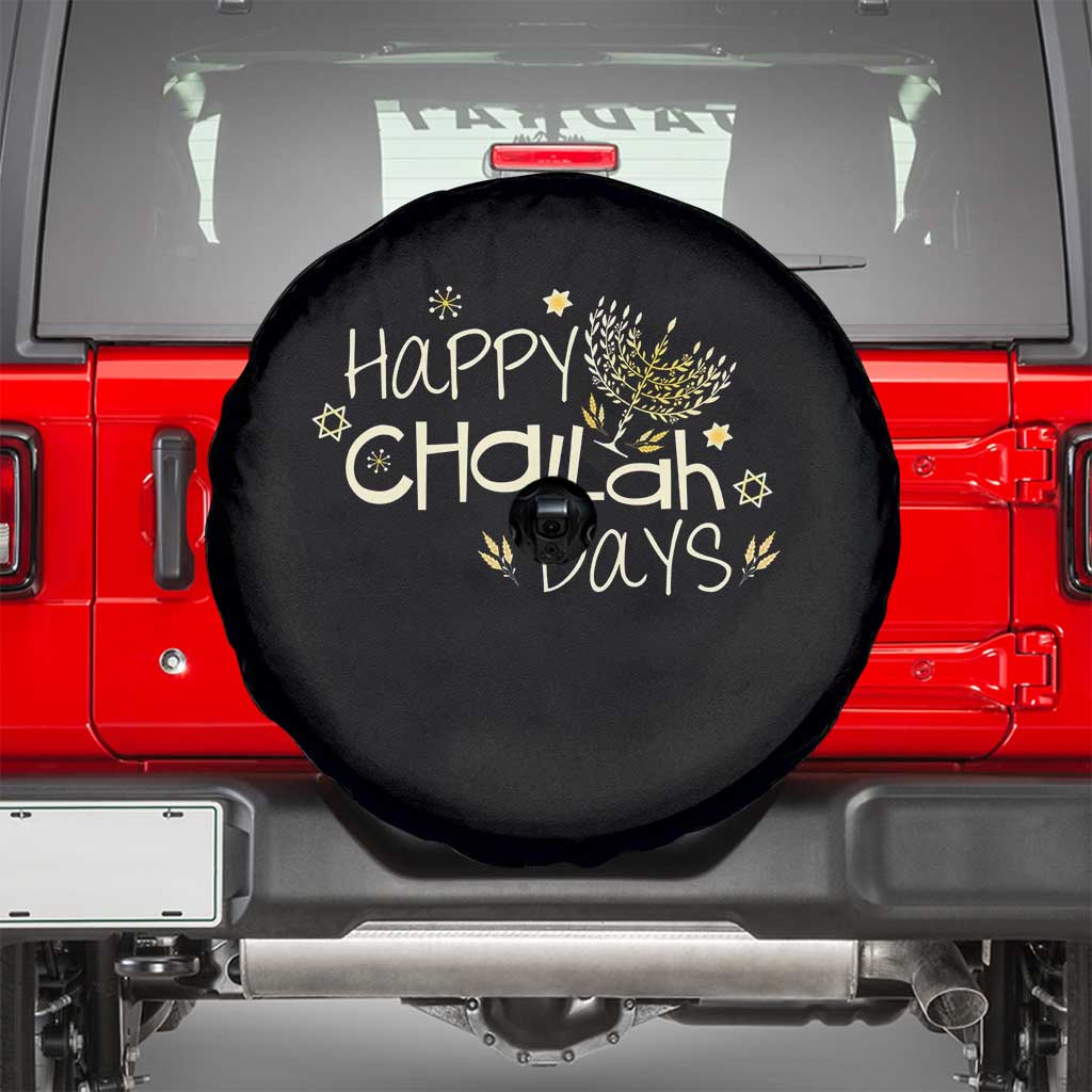 Funny Hanukkah Festival Of Lights Spare Tire Cover Happy Challah Days TS12 Black Print Your Wear