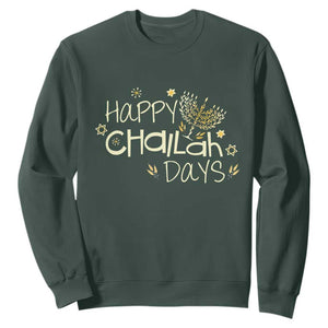 Funny Hanukkah Festival Of Lights Sweatshirt Happy Challah Days TS12 Dark Forest Green Print Your Wear