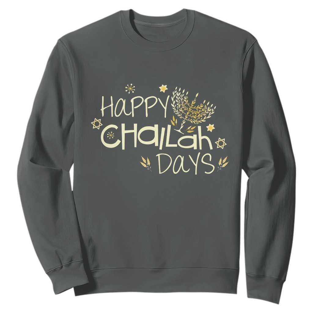 Funny Hanukkah Festival Of Lights Sweatshirt Happy Challah Days TS12 Dark Heather Print Your Wear