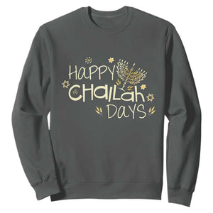 Funny Hanukkah Festival Of Lights Sweatshirt Happy Challah Days TS12 Dark Heather Print Your Wear