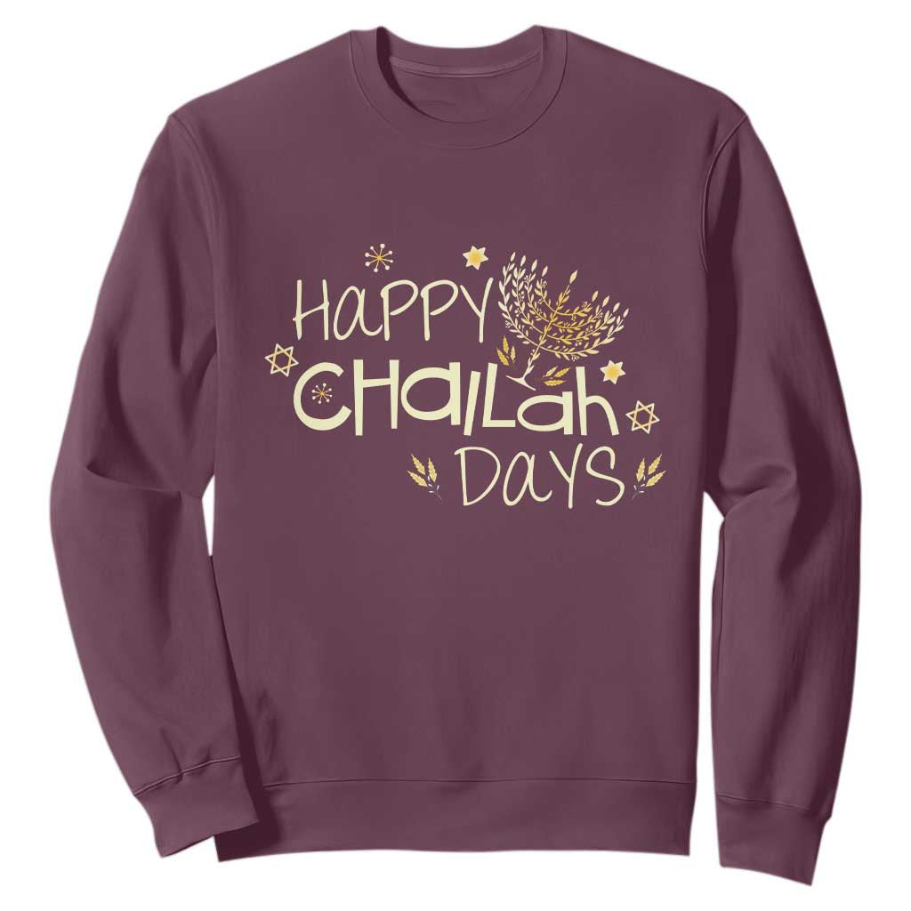 Funny Hanukkah Festival Of Lights Sweatshirt Happy Challah Days TS12 Maroon Print Your Wear