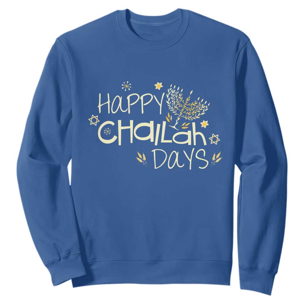 Funny Hanukkah Festival Of Lights Sweatshirt Happy Challah Days TS12 Royal Blue Print Your Wear
