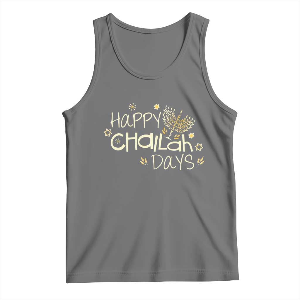 Funny Hanukkah Festival Of Lights Tank Top Happy Challah Days TS12 Black Heather Print Your Wear