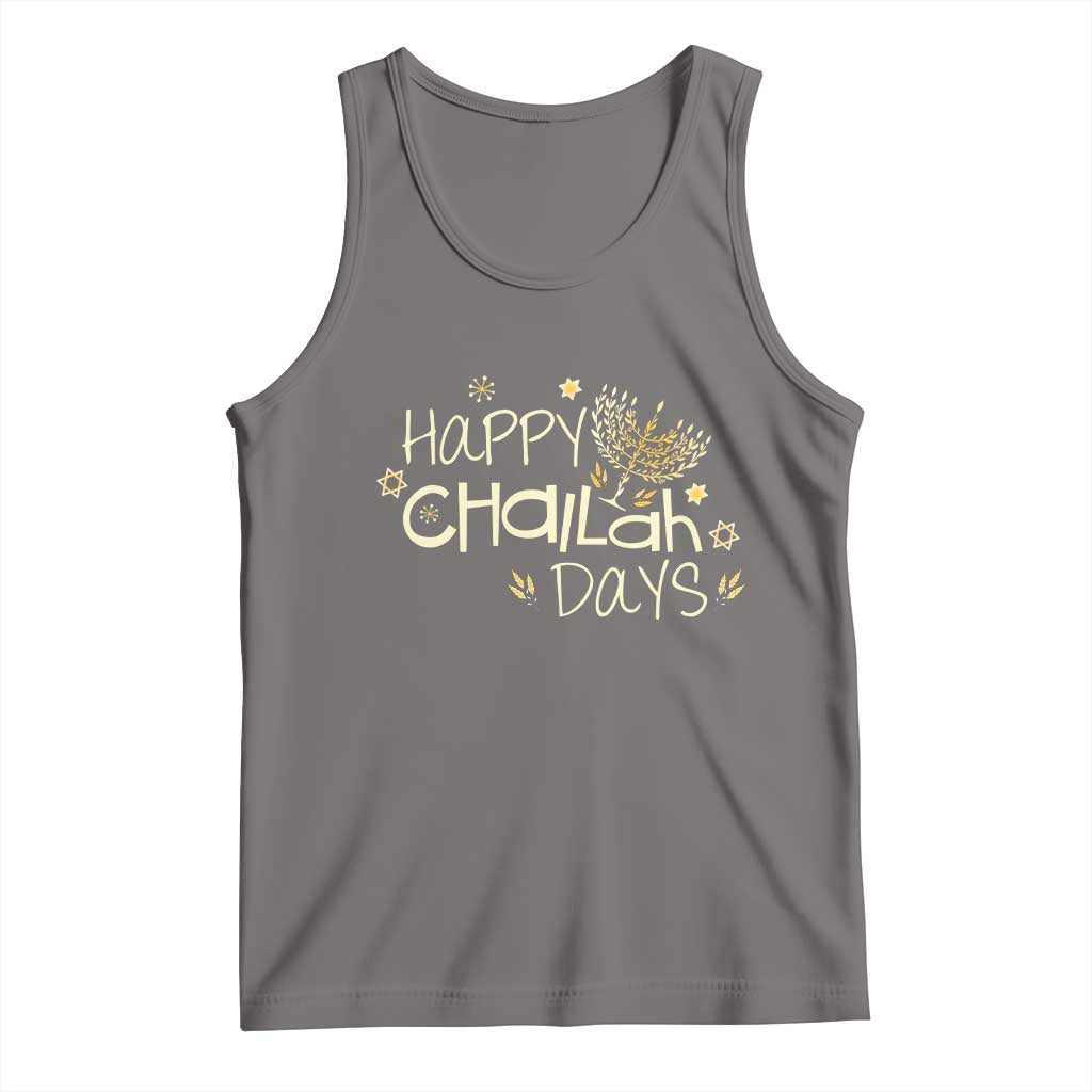 Funny Hanukkah Festival Of Lights Tank Top Happy Challah Days TS12 Deep Heather Print Your Wear