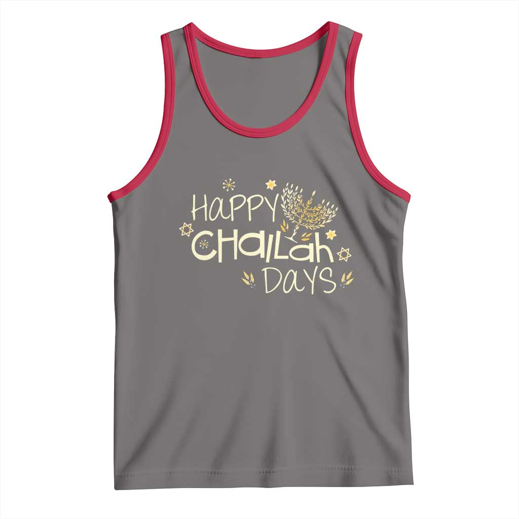 Funny Hanukkah Festival Of Lights Tank Top Happy Challah Days TS12 Deep Heather Red Print Your Wear