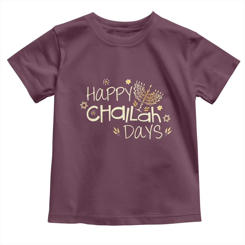 Funny Hanukkah Festival Of Lights Toddler T Shirt Happy Challah Days TS12 Maroon Print Your Wear
