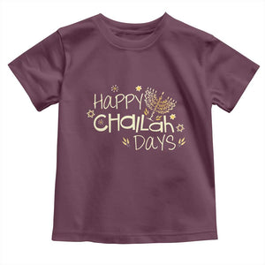 Funny Hanukkah Festival Of Lights Toddler T Shirt Happy Challah Days TS12 Maroon Print Your Wear