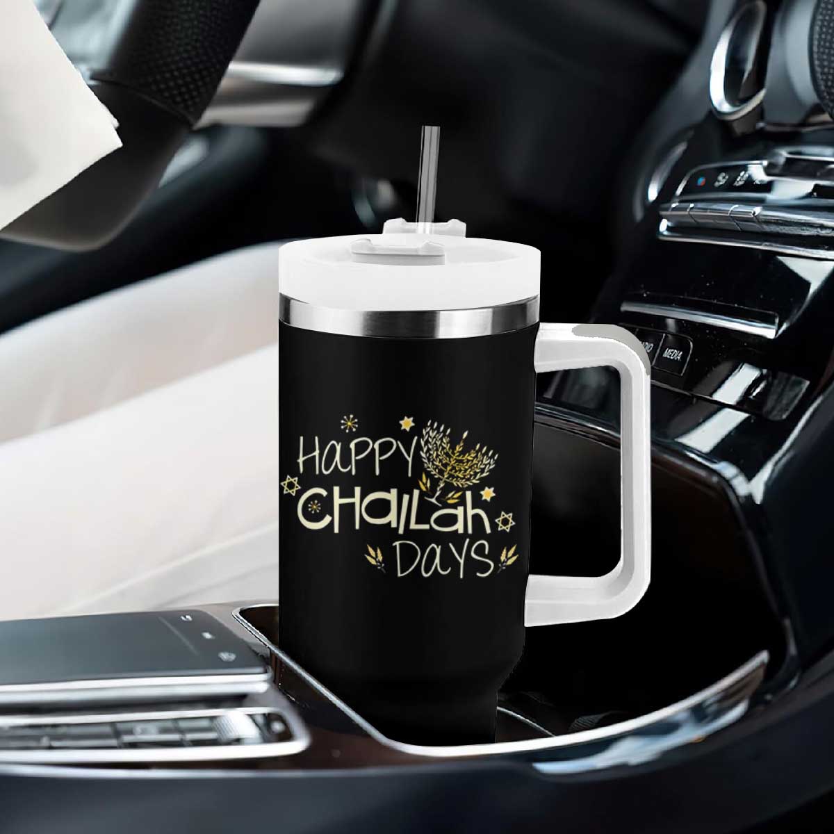 Funny Hanukkah Festival Of Lights Tumbler With Handle Happy Challah Days TS12 Print Your Wear