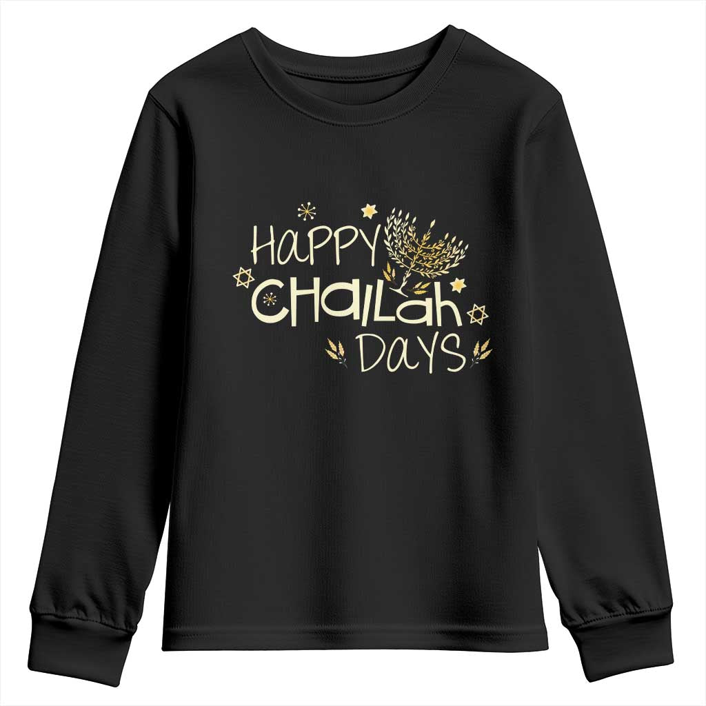 Funny Hanukkah Festival Of Lights Youth Sweatshirt Happy Challah Days TS12 Black Print Your Wear