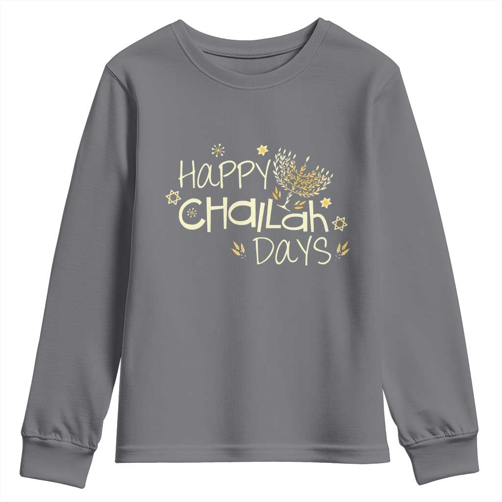 Funny Hanukkah Festival Of Lights Youth Sweatshirt Happy Challah Days TS12 Charcoal Print Your Wear
