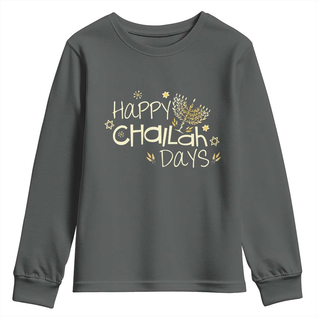 Funny Hanukkah Festival Of Lights Youth Sweatshirt Happy Challah Days TS12 Dark Heather Print Your Wear