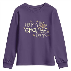 Funny Hanukkah Festival Of Lights Youth Sweatshirt Happy Challah Days TS12 Purple Print Your Wear