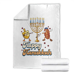 Funny Hanukkah Throw Blanket Dab Dreidel Menorah Challah Gift TS12 White Print Your Wear