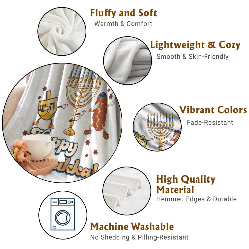 Funny Hanukkah Throw Blanket Dab Dreidel Menorah Challah Gift TS12 Print Your Wear