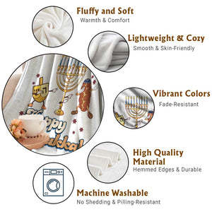 Funny Hanukkah Throw Blanket Dab Dreidel Menorah Challah Gift TS12 Print Your Wear