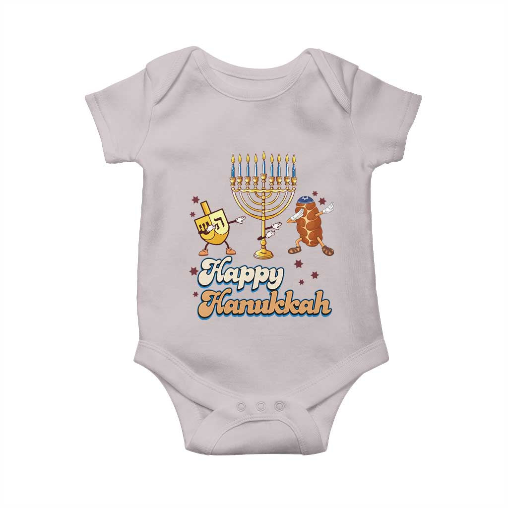 Funny Hanukkah Baby Onesie Dab Dreidel Menorah Challah Gift TS12 Ice Gray Print Your Wear
