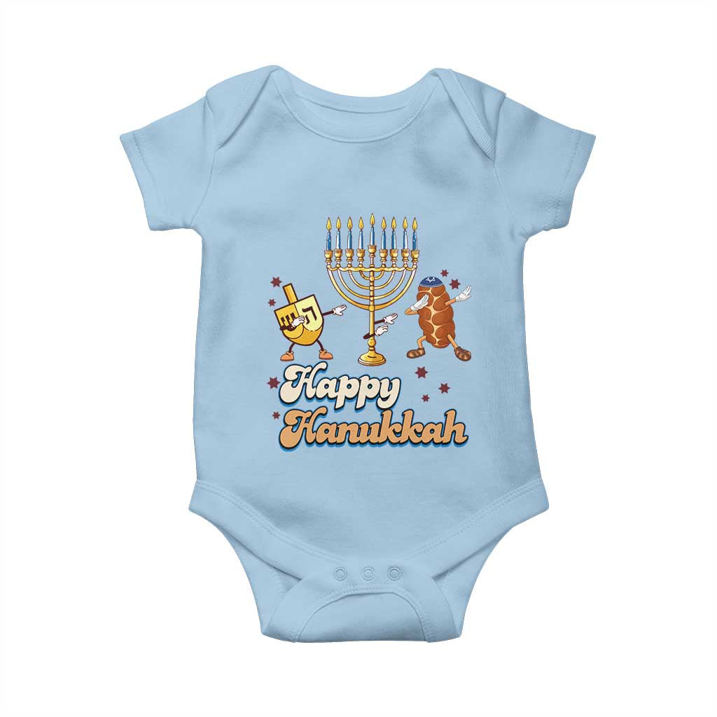 Funny Hanukkah Baby Onesie Dab Dreidel Menorah Challah Gift TS12 Light Blue Print Your Wear