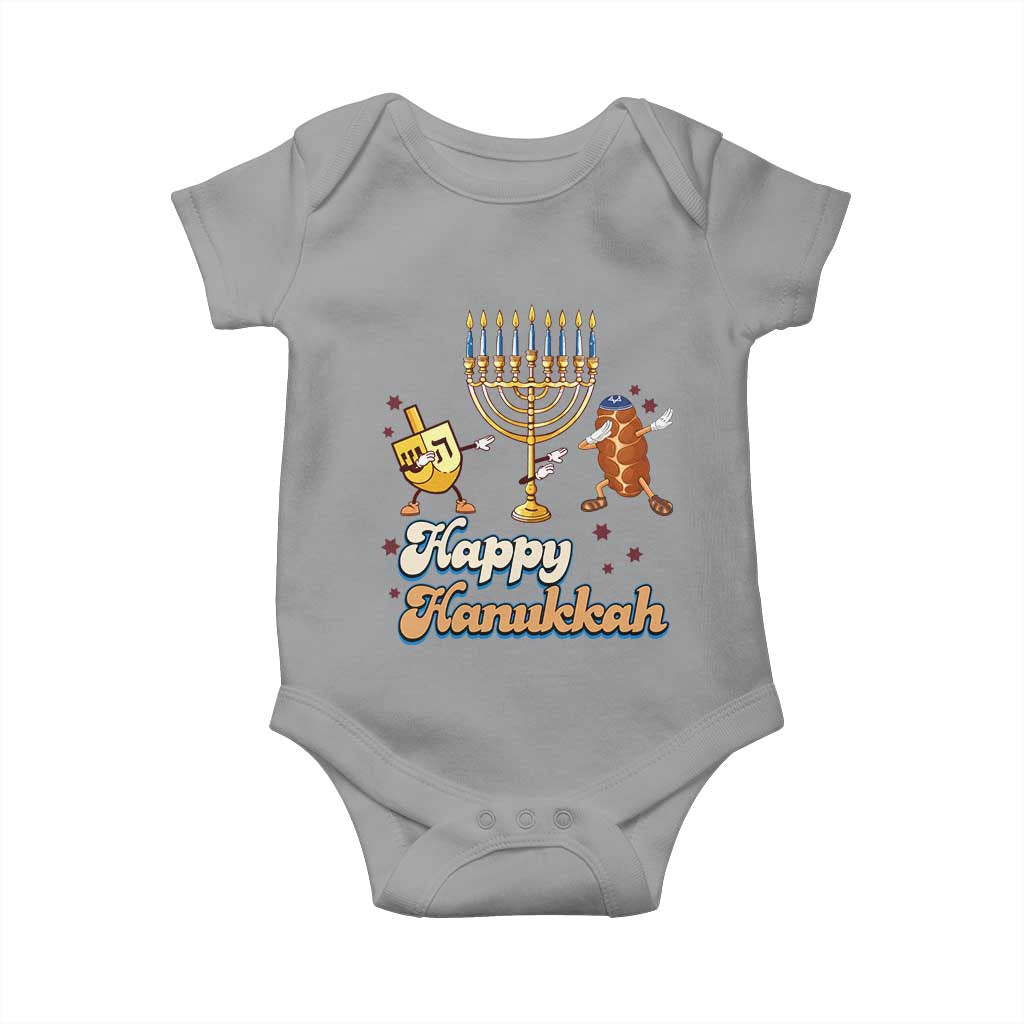Funny Hanukkah Baby Onesie Dab Dreidel Menorah Challah Gift TS12 Sport Gray Print Your Wear