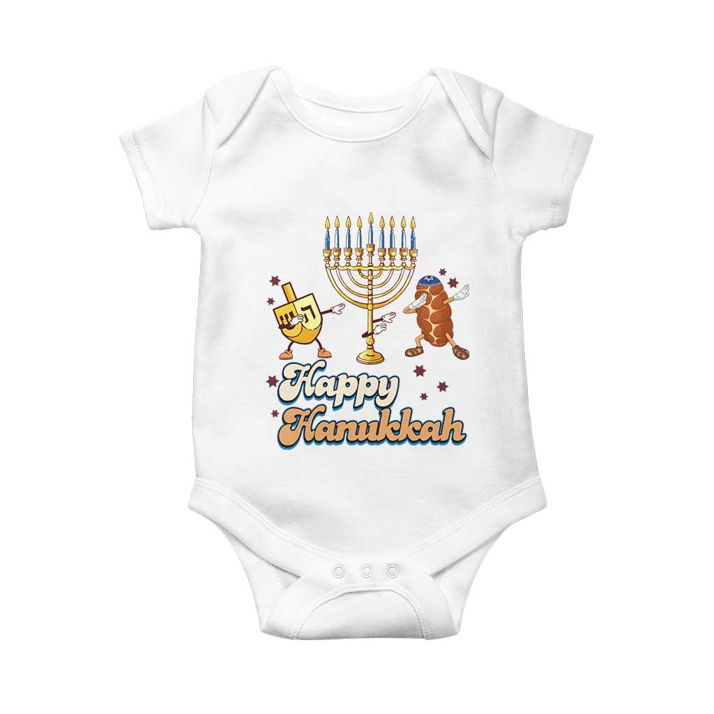 Funny Hanukkah Baby Onesie Dab Dreidel Menorah Challah Gift TS12 White Print Your Wear