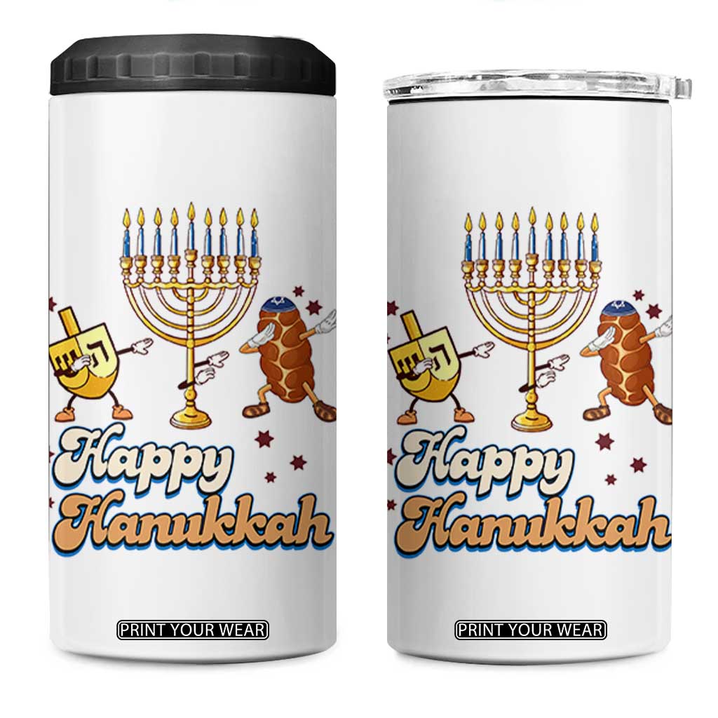 Funny Hanukkah 4 in 1 Can Cooler Tumbler Dab Dreidel Menorah Challah Gift TS12 One Size: 16 oz White Print Your Wear
